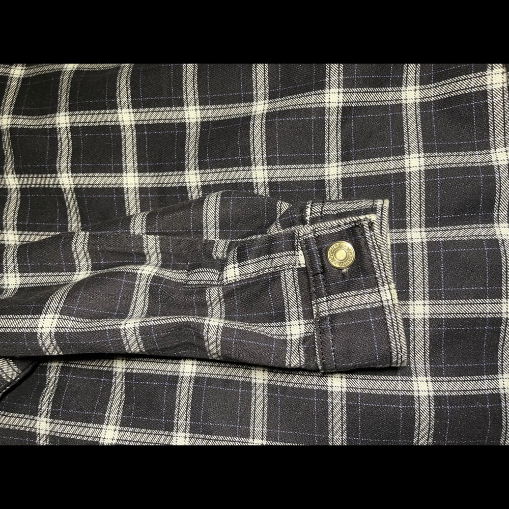 Topshop Plaid Denim Shacket Navy - Picture 5 of 6